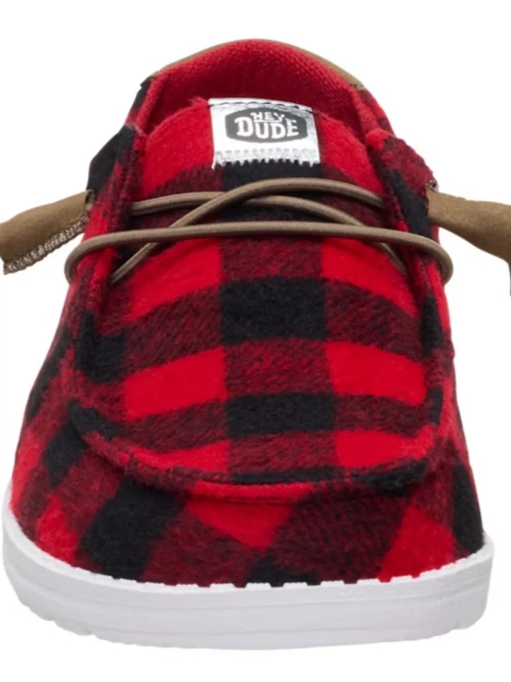 Hey Dude Women’s Red and Black Buffalo Plaid Slip-On Loafers Size 8 New In Box